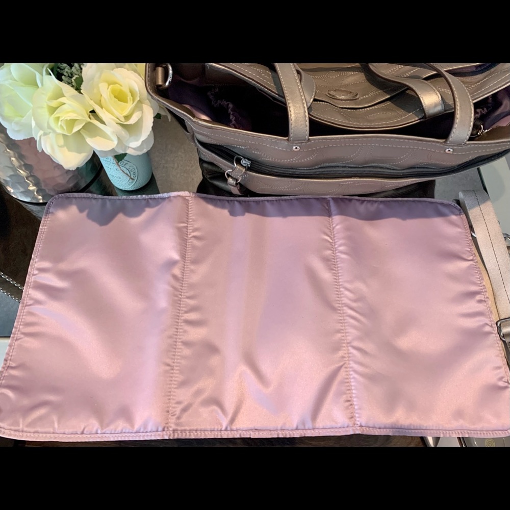 Coach Metallic Taupe Leather Tote/Diaper Bag - Picture 4 of 11